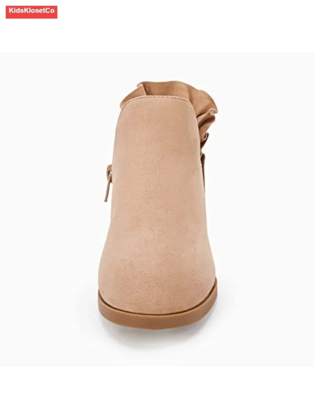 Girls' Ruffled Ankle Boots V Cut Out Chunky Low Heel Dressy Western Booties